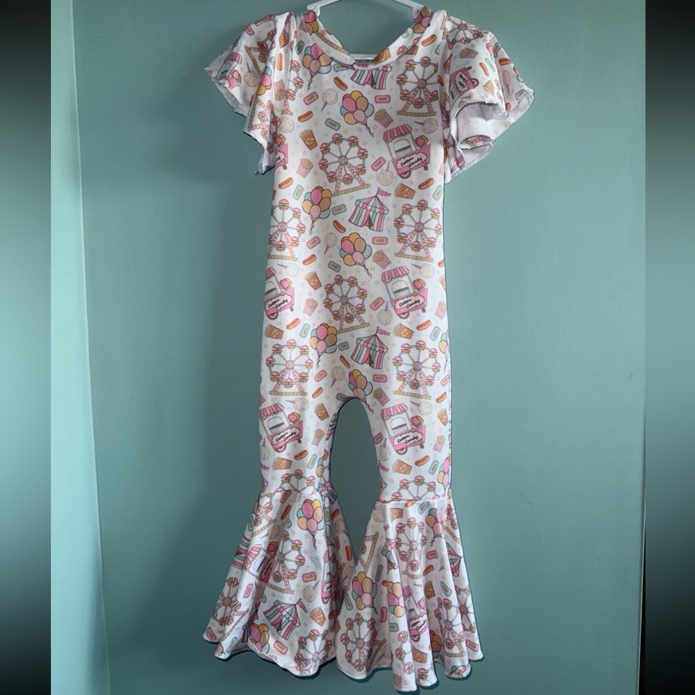 Toddler bell bottom carnival romper